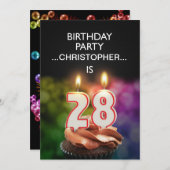 Voeg een naam toe, 28th Birthday party Uitnodiging (Voorkant / Achterkant)