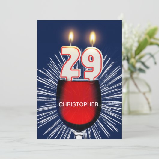 Voeg een naam toe, 29e verjaardag Uitnodiging, wij Kaart (Staand voorkant)