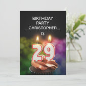 Voeg een naam toe, 29th Birthday party Uitnodiging (Staand voorkant)