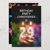 Voeg een naam toe, 29th Birthday party Uitnodiging (Voorkant / Achterkant)