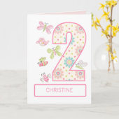 Voeg een naam toe, 2e verjaardag met insecten en v kaart (Gele Bloem)