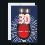 Voeg een naam toe, 30e verjaardag Uitnodiging, wij Kaart<br><div class="desc">Voeg een naam toe om deze unieke feestuitnodiging aan te passen. Een leuke uitnodiging voor een 30e verjaardagsfeestje met vrolijke kaarsennummers die branden op een glas rode wijn. Bekijk het hele scala aan uitnodigingen en kaarten in mijn winkel.</div>