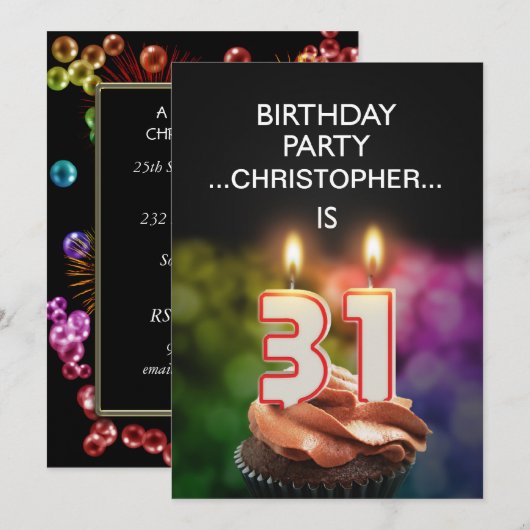 Voeg een naam toe, 31st de Uitnodiging van de Part (Voorkant / Achterkant)