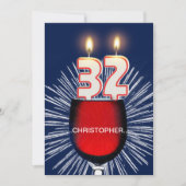 Voeg een naam toe, 32e verjaardagsfeestje Uitnodig Kaart (Voorkant)