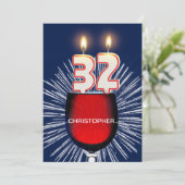 Voeg een naam toe, 32e verjaardagsfeestje Uitnodig Kaart (Staand voorkant)