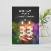 Voeg een naam toe, 33rd Birthday party Uitnodiging (Staand voorkant)