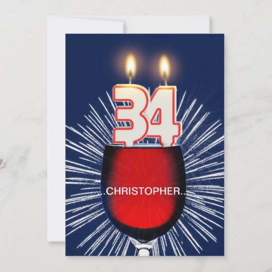 Voeg een naam toe, 34e verjaardag Uitnodiging, wij Kaart (Voorkant)