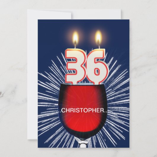 Voeg een naam toe, 36e verjaardagsfeest Uitnodigin Kaart (Voorkant)