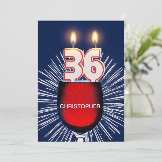 Voeg een naam toe, 36e verjaardagsfeest Uitnodigin Kaart (Staand voorkant)