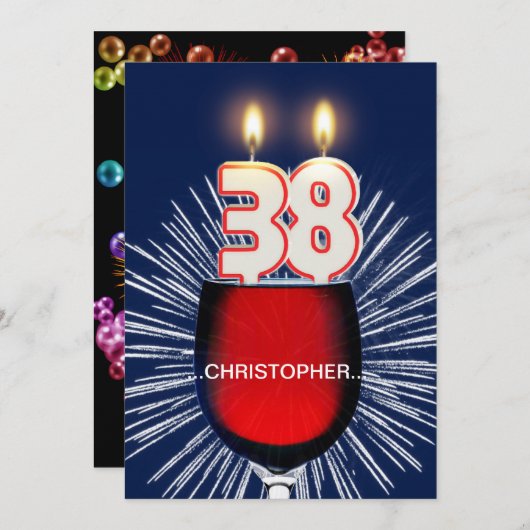 Voeg een naam toe, 38e verjaardag Uitnodiging, wij Kaart (Voorkant / Achterkant)