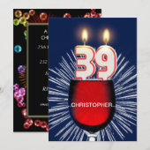 Voeg een naam toe, 39e verjaardagsfeestje Uitnodig Kaart (Voorkant / Achterkant)