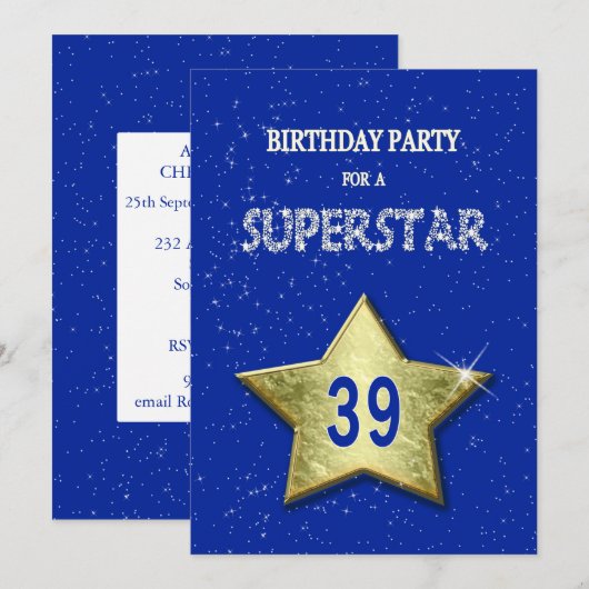 Voeg een naam toe, 39th Birthday Party Kaart (Voorkant / Achterkant)