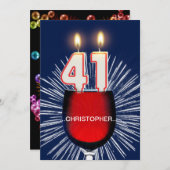 Voeg een naam toe, 41st Birthday party Invitation, Kaart (Voorkant / Achterkant)