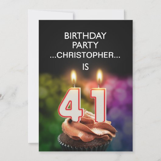Voeg een naam toe, 41ste verjaardag Uitnodiging (Voorkant)