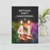 Voeg een naam toe, 41ste verjaardag Uitnodiging (Staand voorkant)