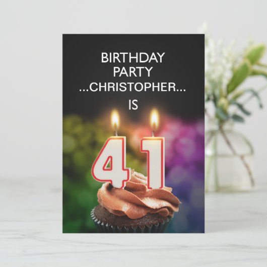 Voeg een naam toe, 41ste verjaardag Uitnodiging (Staand voorkant)