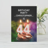 Voeg een naam toe, 44th Birthday party Uitnodiging (Staand voorkant)