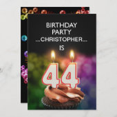 Voeg een naam toe, 44th Birthday party Uitnodiging (Voorkant / Achterkant)