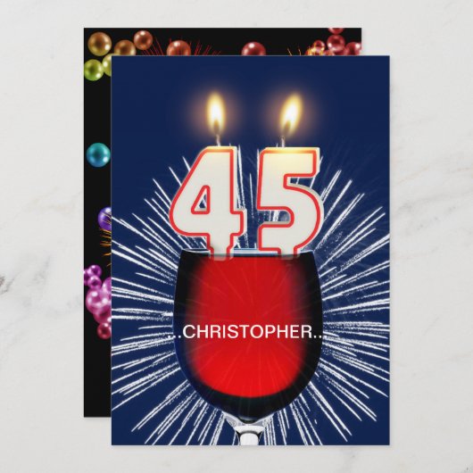 Voeg een naam toe, 45e verjaardag Uitnodiging, wij Kaart (Voorkant / Achterkant)