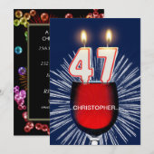 Voeg een naam toe, 47e verjaardag Uitnodiging, wij Kaart (Voorkant / Achterkant)