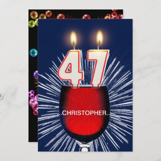 Voeg een naam toe, 47e verjaardag Uitnodiging, wij Kaart (Voorkant / Achterkant)