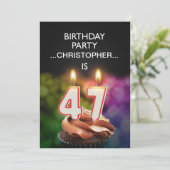 Voeg een naam toe, 47th Birthday party Uitnodiging (Staand voorkant)