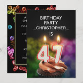 Voeg een naam toe, 47th Birthday party Uitnodiging (Voorkant / Achterkant)