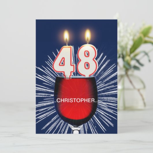 Voeg een naam toe, 48e verjaardagsfeestje Uitnodig Kaart (Staand voorkant)