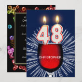 Voeg een naam toe, 48e verjaardagsfeestje Uitnodig Kaart (Voorkant / Achterkant)