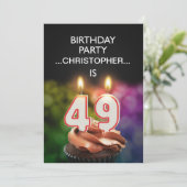 Voeg een naam toe, 49ste verjaardag Uitnodiging (Staand voorkant)