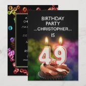 Voeg een naam toe, 49ste verjaardag Uitnodiging (Voorkant / Achterkant)