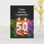 Voeg een naam toe, 50ste verjaardagskaart kaart (Gele Bloem)