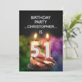 Voeg een naam toe, 51ste verjaardag Uitnodiging (Staand voorkant)