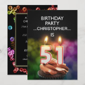 Voeg een naam toe, 51ste verjaardag Uitnodiging (Voorkant / Achterkant)
