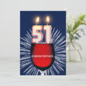 Voeg een naam toe, 51ste verjaardag Uitnodiging, w Kaart (Staand voorkant)