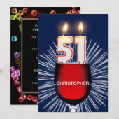 Voeg een naam toe, 51ste verjaardag Uitnodiging, w Kaart (Voorkant / Achterkant)