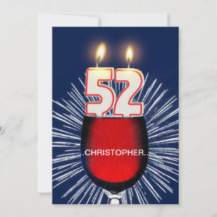 Voeg een naam toe, 52e Birthday party Invitation,  Kaart