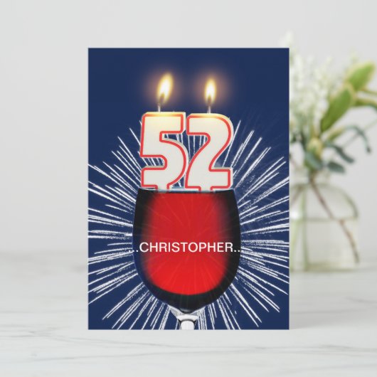 Voeg een naam toe, 52e verjaardag Uitnodiging, wij Kaart (Staand voorkant)