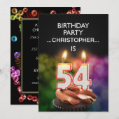 Voeg een naam toe, 54th Birthday party Uitnodiging (Voorkant / Achterkant)