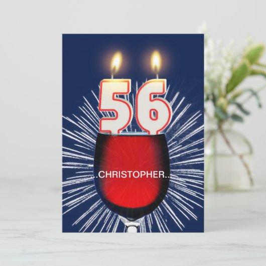 Voeg een naam toe, 56ste verjaardag Uitnodiging, w Kaart (Staand voorkant)