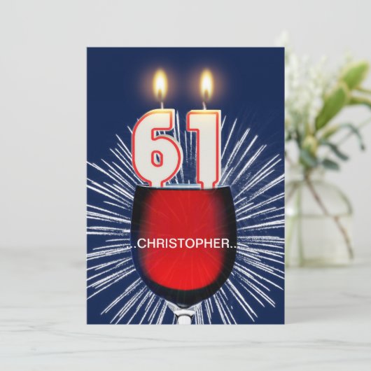 Voeg een naam toe, 61e Verjaardagsfeest Uitnodigin Kaart (Staand voorkant)