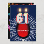 Voeg een naam toe, 61e Verjaardagsfeest Uitnodigin Kaart (Voorkant / Achterkant)