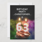 Voeg een naam toe, 63rd Birthday party Uitnodiging (Voorkant)