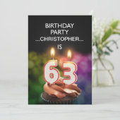Voeg een naam toe, 63rd Birthday party Uitnodiging (Staand voorkant)