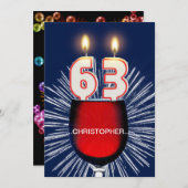 Voeg een naam toe, 63ste verjaardag Uitnodiging, w Kaart (Voorkant / Achterkant)