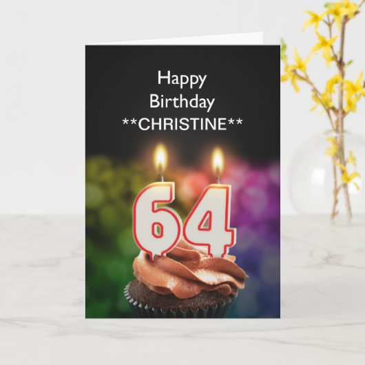 Voeg een naam toe, 64e verjaardagskaart kaart (Gele Bloem)
