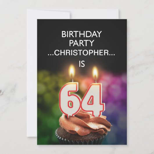 Voeg een naam toe, 64th Birthday party Uitnodiging (Voorkant)