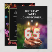 Voeg een naam toe, 65e verjaardag Uitnodiging (Voorkant / Achterkant)