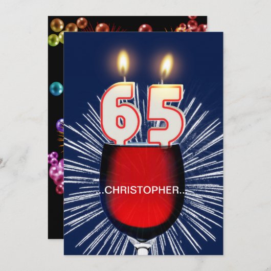Voeg een naam toe, 65e verjaardag Uitnodiging, wij Kaart (Voorkant / Achterkant)