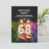 Voeg een naam toe, 68th Birthday party Uitnodiging (Staand voorkant)